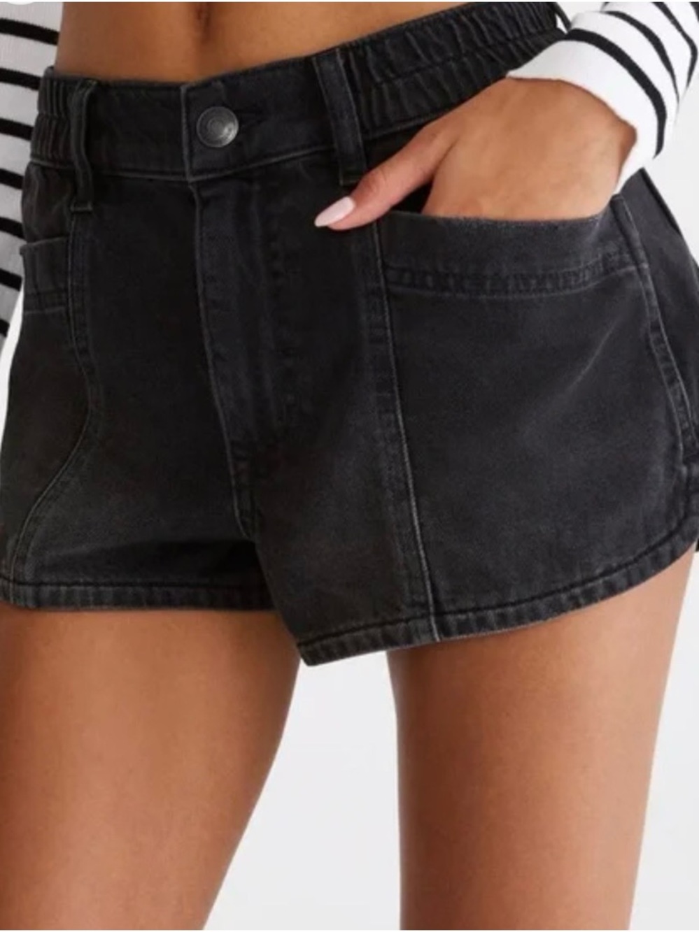 Aeropostale Black High-Rise Denim Shorts